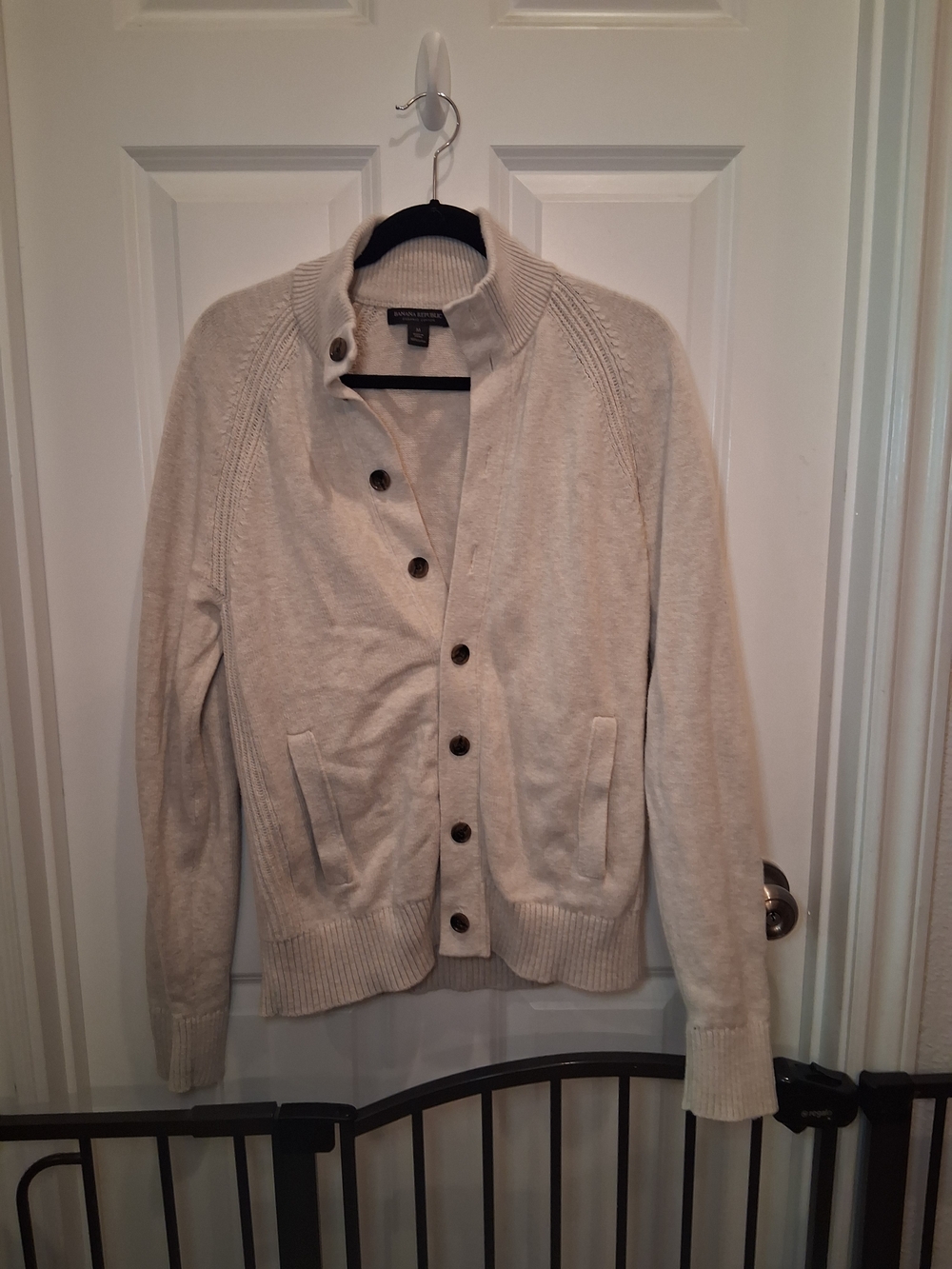 Banana Republic Ivory Button-Up Ribbed Cardigan
